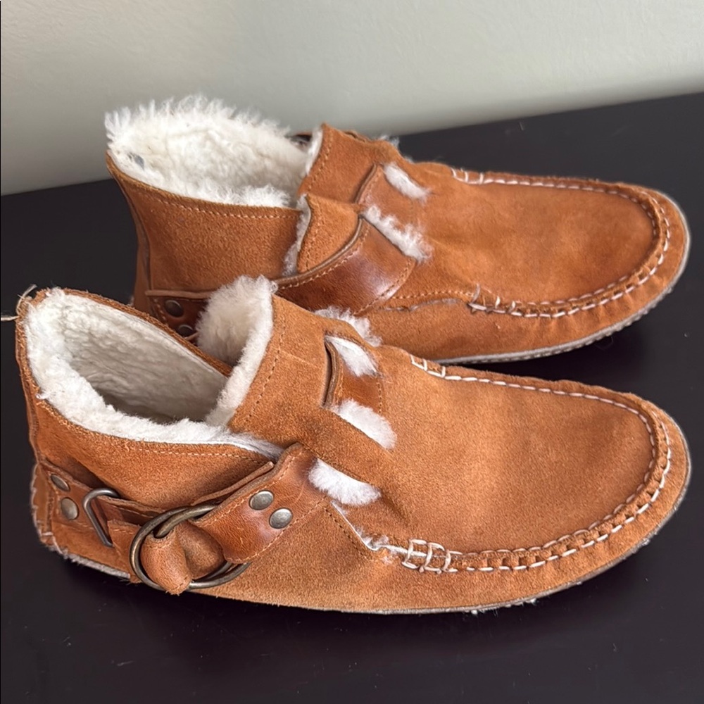 Quoddy Suede Moccasin Boots with Shearling Lining